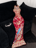 Gorgeous Sparkling Beaded Sequin Mermaid Design Exquisite Embroidery Evening Dress Prom Dresses HZ0319