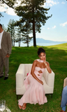 Elegant Pink Strapless A-Line Long Party Dresses Wedding Guest Dresses, HZ0319