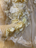 Ivory Strapless A-Line Appliques Ruffles Birthday Ball Gowns Formal Evening Gowns, HZ0319