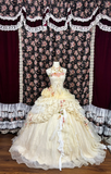 Retro 3D Flowers Strapless A-Line Tulle Quinceanera Dresses Sweet 18 Birthday Ball Gowns, HZ0319