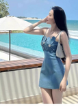 Fashion Blue Spaghetti Strap Design A-line Party Dress Homecoming Dress, HZ0319