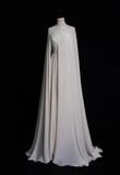 Elegant Ivory A-Line Chiffon Long Party Dress Evening Gown with Cape, HZ0319