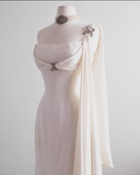 Elegant One Shoulder Mermaid Long Party Dress Vintage Wedding Dress, HZ0319