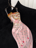 Sparkling Pink Beaded Sequined Design Elegant Mermaid Prom Dress Evening Dress HZ0319