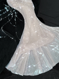 Gorgeous Sparkling Champagne Sequin Sweetheart Mermaid Elegant Chiffon Evening Dress Prom Dresses HZ0319