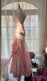 Vintage Pink Floral A-line Spaghetti Strap Irregular Hem Evening Dress Prom Dresses, HZ0319