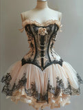 Retro Strapless Sweetheart Lolita Princess Dress A-line Applique Chiffon Party Dress Homecoming Dress HZ0319