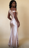 Elegant Prom Dress Sleeveless Sheath Satin Appliques Long Mermaid Evening Party Dresses, HZ0319