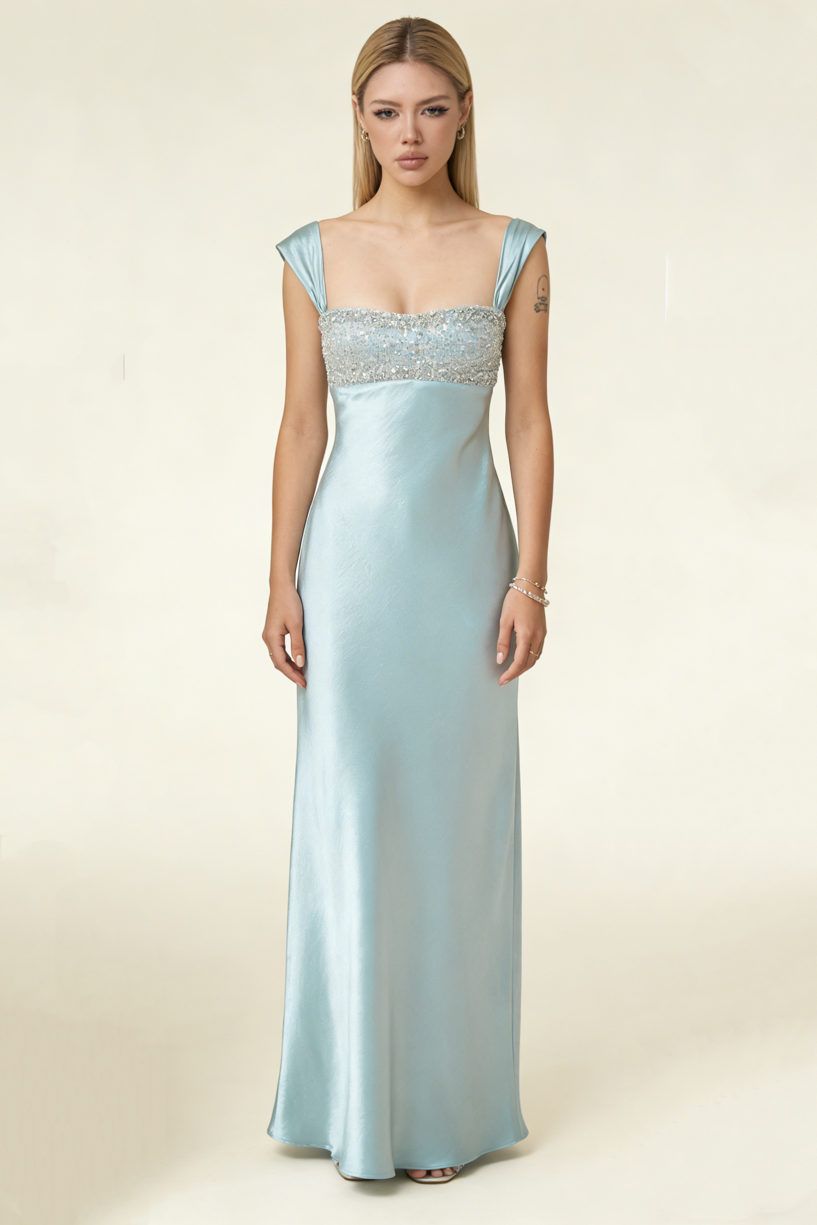 Elegant Prom Dress Square Neck Pleated Beading Gala Dress Birthday Party Outfits Evening Dress HZ0319