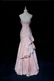 Light Pink Prom Dress Spaghetti Straps Mermaid Beading Vintage Long Party Dress Birthday Outfits, HZ0319