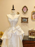Gorgeous Sweetheart Neckline Swarovski Crystal Handmade Bowknot Train Wedding Dress Prom Dress HZ0319