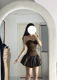 Sexy Sweetheart Neckline Leopard print Pleated Birthday Party Dress Short Outfits Dress Cocktail Dress HZ0319