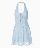 Pretty A Line Halter Lace-up Printing Tiered Summer Seaside Dress Party Dress Women Dress HZ0319