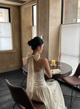 Elegant Halter Backless Pleated Ankle Length Women Birthday Party Dress Date Dress HZ0319