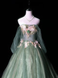 Gorgeous Strapless Applique Tiered Tulle Party Dress Sweet 16 Dress Long Prom Dress HZ0319