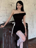 Sexy One Shoulder Pleated Lace Up Short Summer Dress Women Dress HZ0319