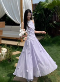 Elegant Halter Lace Flower Long Women Dress Dating Dress Summer Seaside Dress HZ0319