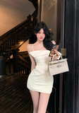 Sexy Sheath Bowknot Pleated Short Vacation Seaside Skirt Women Summer Party Date Dress HZ0319