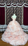 Gorgeous Strapless Flowers Tiered Tulle Ball Gown Quinceanera Dress Prom Dress Evening Dress HZ0319
