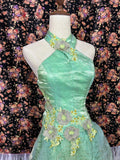 Elegant Halter Embroidery Fold Ruffle Floor Length Evening Dress Gala Dress Quinceanera Prom Dress HZ0319