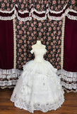 Elegant Off the Shoulder Flower Lace Crystal Ruffle Ball Gown Quinceanera Dress Birthday Dress Prom Dress HZ0319