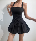 Casual Halter Pleated Short Skirt Party Date Dress Women Summer Dress HZ0319
