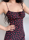 Sexy Spaghetti Straps Print Rose Fitted Short Skirt Women Summer Date Dress HZ0319