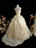 Elegant Strapless Rhinestone Pleated Tiered Tulle Ball Gown Sweet 16 Dress Birthday Party Dress Prom Dress HZ0319