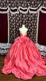 Sweet Strapless Handmade Flower Pleated Ball Gown Evening Dress Prom Dress Quinceanera Dress HZ0319