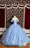 Shiny Off the Shoulder Butterfly Tiered Flouncing Pleated Ball Gown Evening Dress Prom Dress Quinceanera Dress HZ0319