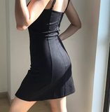 Sexy Black Spaghetti Straps Sheath Split Teenage Girl Women Summer Dress Vacation Date Dress HZ0319