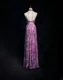 Elegant Halter Pleated Print Backless Prom Dress Evening Dress Party Dress HZ0319