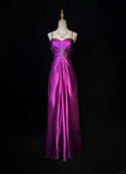 Gorgeous Spaghetti Straps Crystal Pleated Prom Dress Evening Dress Gala Dress Long Gown HZ0319