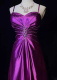 Gorgeous Spaghetti Straps Crystal Pleated Prom Dress Evening Dress Gala Dress Long Gown HZ0319