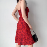 Vacation Spaghetti Straps Lace-up Print Short Date Skirt Women Teenage Girl Summer Seaside Dress HZ0319