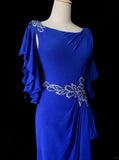 Elegant Prom Dress Crew Neck Asymmetrical Hem Evening Dress Gala Dress Business Dinner Dress HZ0319