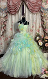 Sweet Prom Dress Spaghetti Straps Ruffle Pleated Ball Gown Evening Dress Masquerade Ball HZ0319