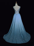 Shiny Prom Dress Spaghetti Straps Backless Evening Dress Gala Dress Business Dinner Dress HZ0319