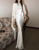 Elegant Prom Dress White Satin Backless Mermaid Prom Gown Evening Dress Gala Dress HZ0319