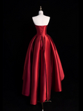 Elegant Prom Dress Strapless Wine Red Prom Gown Gala Dress Evening Dress HZ0319