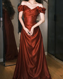 Pretty Prom Dress Wine Red V-neck Pleated Prom Dress Evening Dress Gala Dress HZ0319