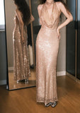 Shiny Prom Dress Halter Prom Dress Evening Dress Gala Dress HZ0319