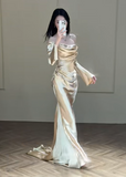 Elegant Prom Dress Off Shoulder Pleated Prom Dress Evening Dress Gala Dress HZ0319