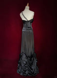 Gorgeous Prom Dress One Shoulder Black Pleated Prom Gown Evening Dress Gala Dress HZ0319