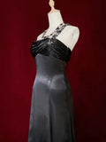 Gorgeous Prom Dress One Shoulder Black Pleated Prom Gown Evening Dress Gala Dress HZ0319