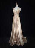 Elegant Prom Dress V-neck Sequins Pleated Prom Gown Birthday Party Dress Evening Dresses HZ0319