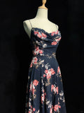 Pretty Prom Dress Spaghetti Straps Print Backless Prom Gown Gala Dress Evening Dresses HZ0319