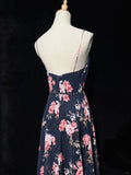 Pretty Prom Dress Spaghetti Straps Print Backless Prom Gown Gala Dress Evening Dresses HZ0319