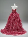 Pretty Prom Dress Sweetheart Pleated Print Ball Gown Gala Dress Evening Dress HZ0319