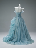 Charming Prom Dress A Line Strapless Ruffle Prom Gown Evening Dresses Masquerade Ball Sweet 16 Dress HZ0319